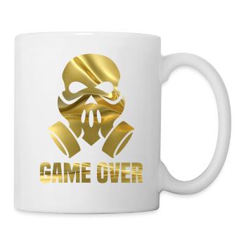 GAME OVER - crâne avec en or, - Mug blanc - blanc - Droite