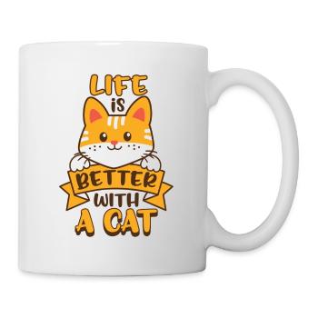life is better with a cat - Mug - white - Right