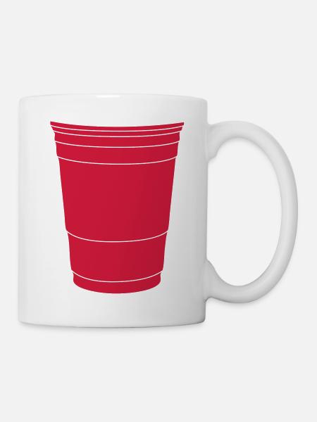 Roter Becher - Tasse - Weiß