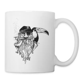 pirate toucan tatoo - Mug - white - Right