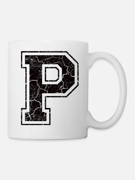Buchstabe P im Vintage-Shabby-Chic - Tasse - Weiß
