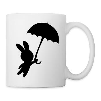 Bunny rabbit umbrella autumn fly hare - Mug - white - Right