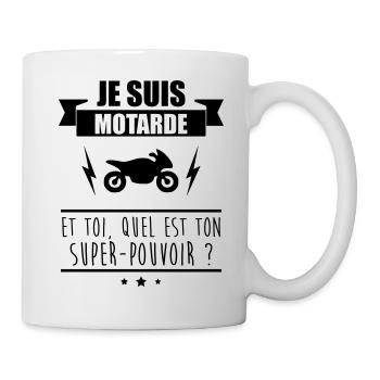 Super pouvoir, motarde, moto, cadeau motarde - Mug blanc - blanc - Droite