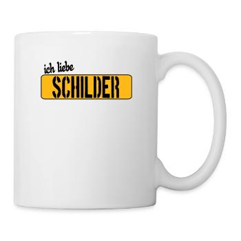 Ich liebe Schilder - Tasse - Weiß - Rechts