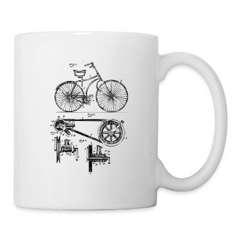 Retro Vintage Fahrrad Patent Zeichnung Geschenk - Tasse - Weiß - Rechts