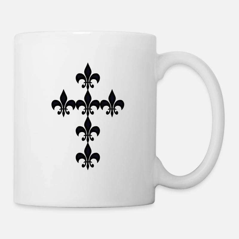 lilie kreuz - Tasse - Weiß