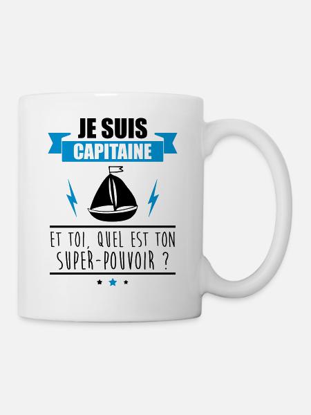 Je suis capitaine idée cadeau bateau - Mug blanc - blanc