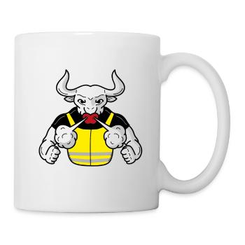 Vache à lait gilet jaune blanc - Mug blanc - blanc - Droite