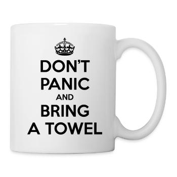 Don't panic and bring a towel (Keep Calm) - Mug - white - Right