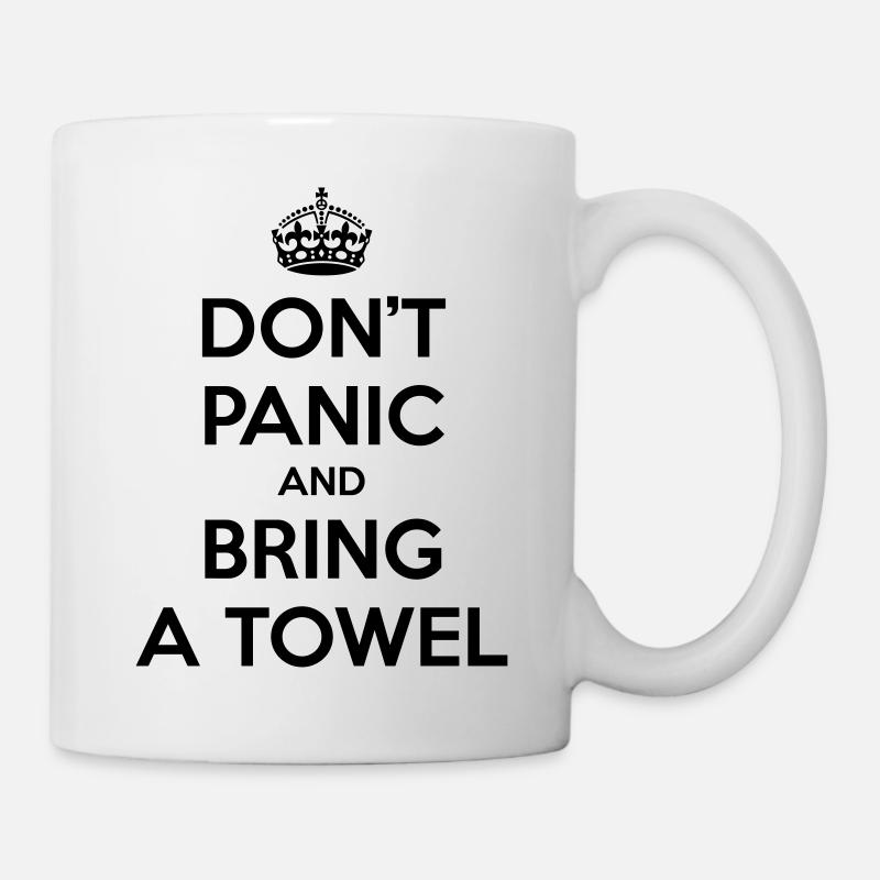 Don't panic and bring a towel (Keep Calm) - Mug - white