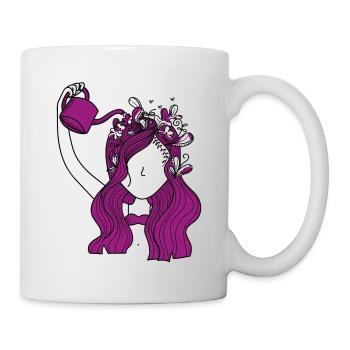 New Age Hippie Bizarre Girl Flowers Hair - Mug - white - Right