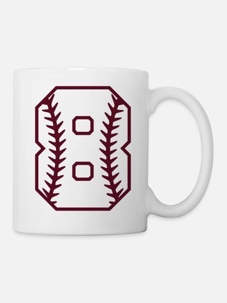 Baseball Zahl Softball Nummer 8 acht Geschenk cool - Tasse - Weiß