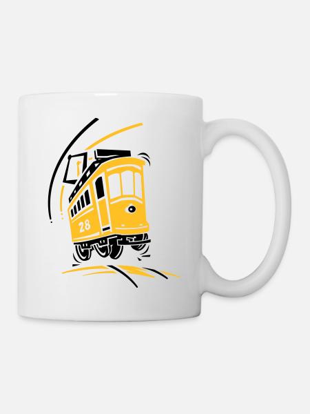 Tramway 28 cartoon Lisbonne - Mug blanc - blanc