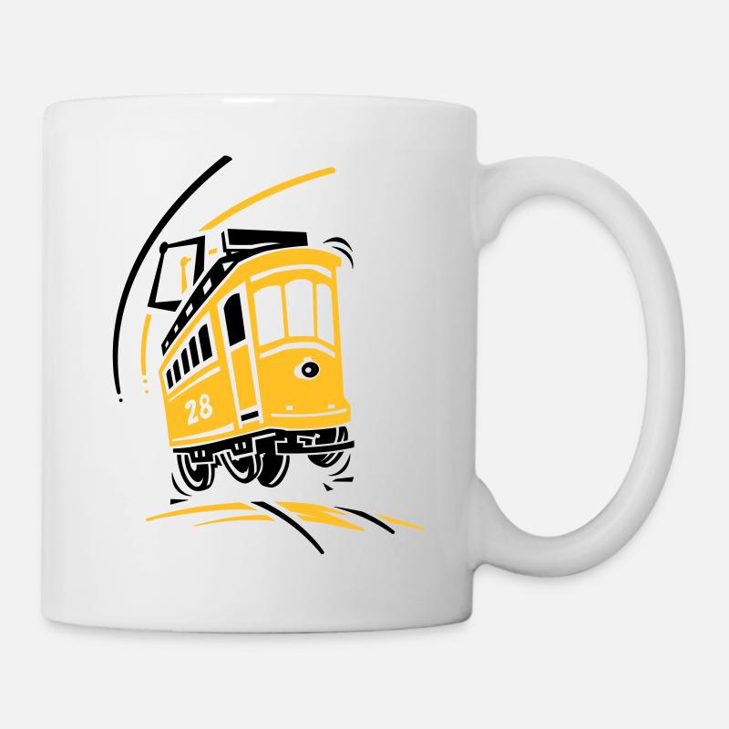 Kleine elektrische Straßenbahn gelb - Tasse - Weiß