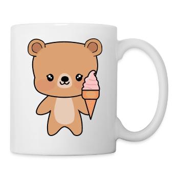 Süßer Teddy mit Eis - Tasse - Weiß - Rechts