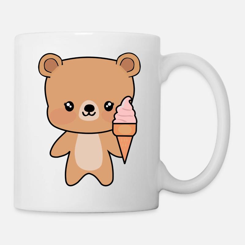 Süßer Teddy mit Eis - Tasse - Weiß