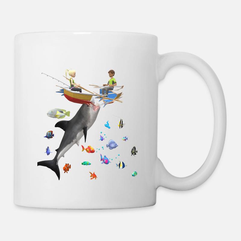 Enfants, Requin, Poisson - Mug blanc - blanc