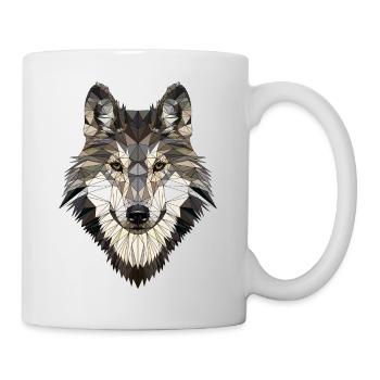 wolf, Polygon-Design, unikat - Tasse - Weiß - Rechts