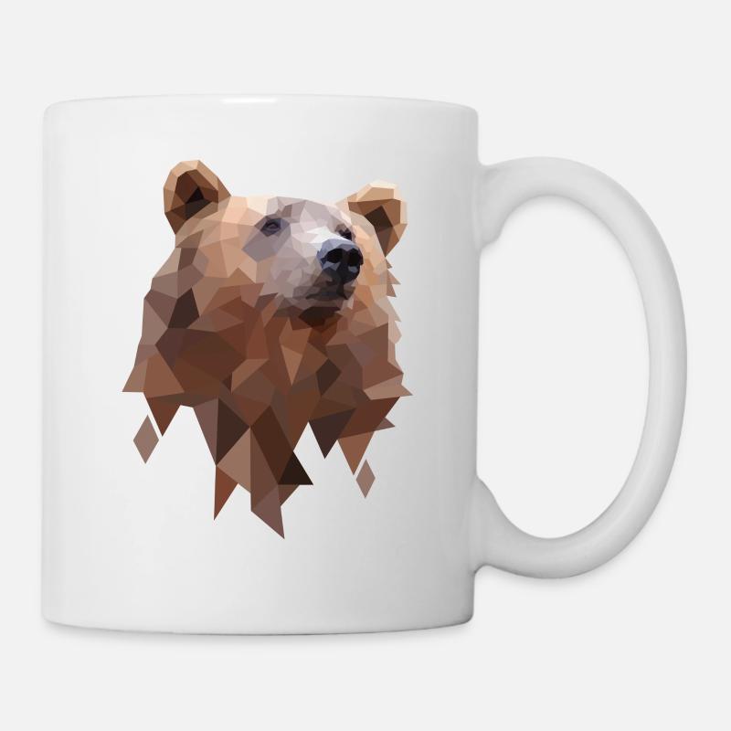 Polygon Bear Design - Bären Geometrie Illustration - Tasse - Weiß