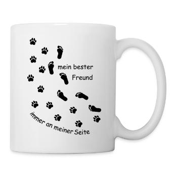 Hund & Mensch - beste Freunde - Tasse - Weiß - Rechts
