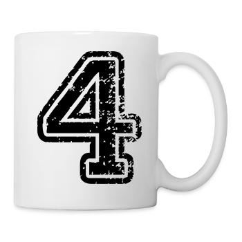 4 - Nummer - Tasse - Weiß - Rechts