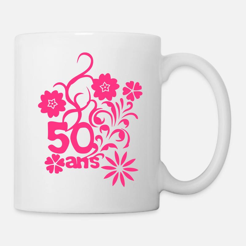 50 ans fleur anniversaire - Mug blanc - blanc