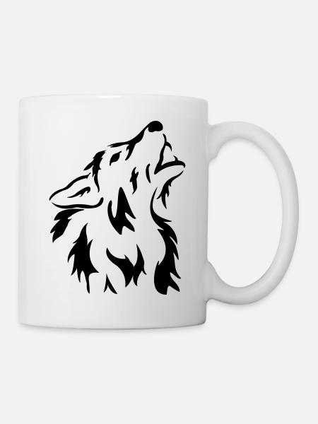 Wolf Shirt oder Hoodie selber gestalten bedrucken - Tasse - Weiß