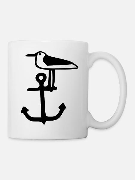Seagull on anchor - Mug - white