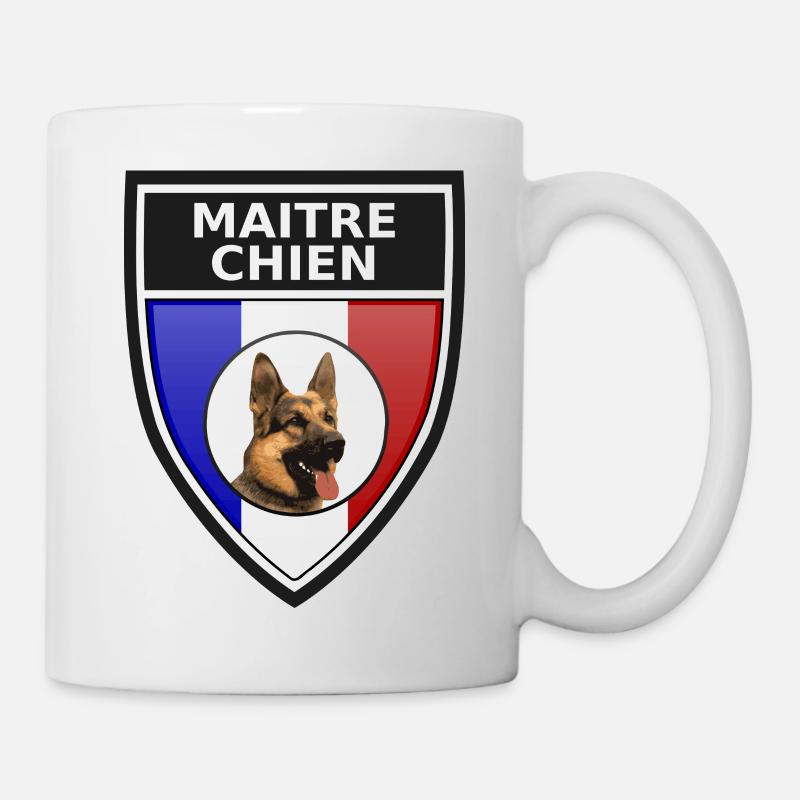 Ecusson noir maitre-chien berger allemand - Mug blanc - blanc