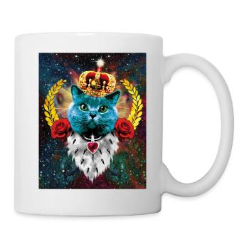01 Blue Cat King Katze Queen Rosen - Tasse - Weiß - Rechts