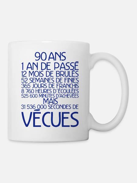 90 ans temps vecu anniversaire - Mug blanc - blanc