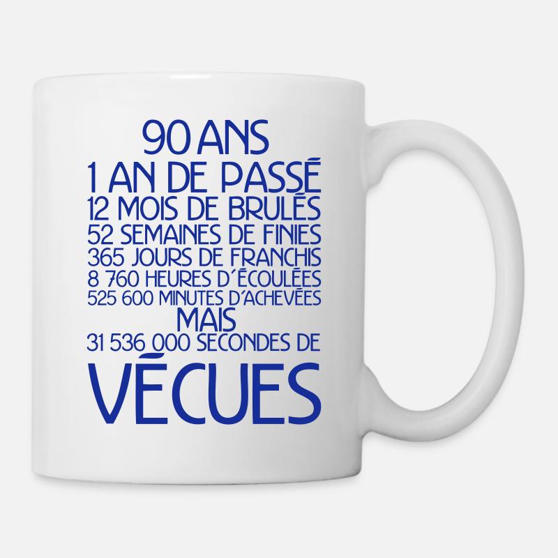 90 ans temps vecu anniversaire - Mug blanc - blanc
