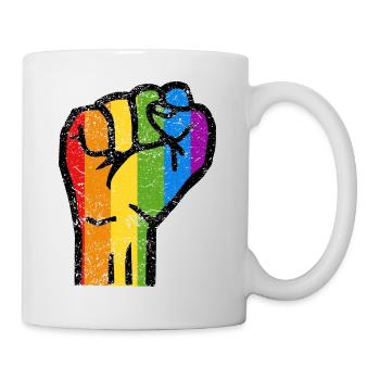 FAUST Homo Gay Pride Regenbogenfahne CSD LGBT - Tasse - Weiß - Rechts