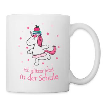 Einhorn ich glitzer in der Schule Einschulung - Tasse - Weiß - Rechts