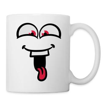 Laughing crazy fun tongue out - Mug - white - Right
