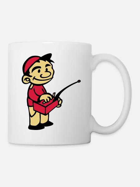 enfant qui utilise radiocommande modélisme - Mug blanc - blanc