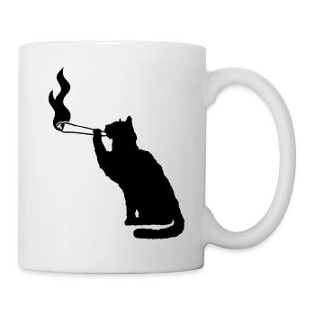 Joint weed smoking weed smoking hemp cannabis cat - Mug - white - Right
