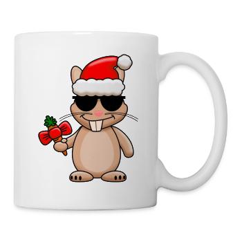 Cooler Weihnachtshase - Tasse - Weiß - Rechts