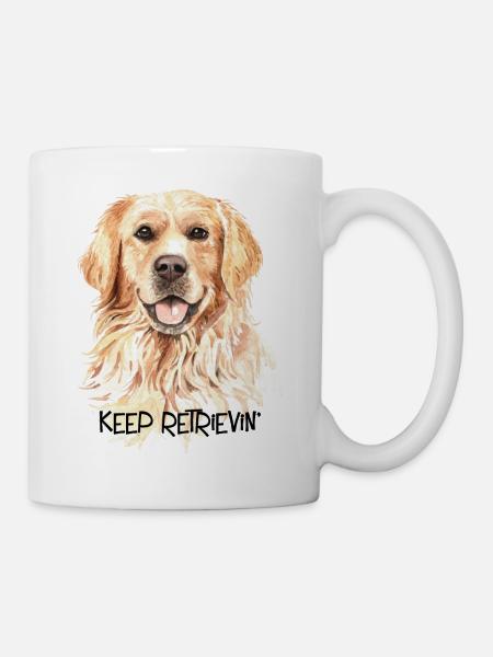 Continuez à récupérer l'art du Golden Retriever pour les amoureux des chiens - Mug blanc - blanc
