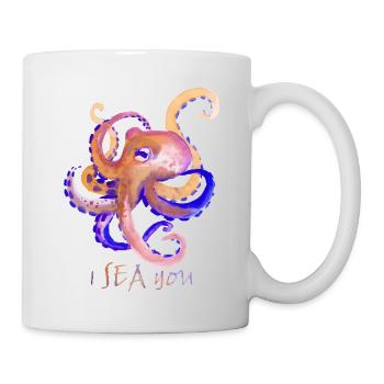 T-shirt octopus octopus watercolor I sea you - Mug - white - Right