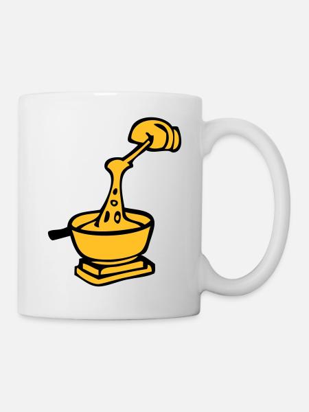 dessin de fondue, spécialité culinaire suisse - Mug blanc - blanc
