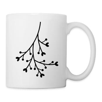 Branch heart blossoms branch leaves mistletoe love - Mug - white - Right
