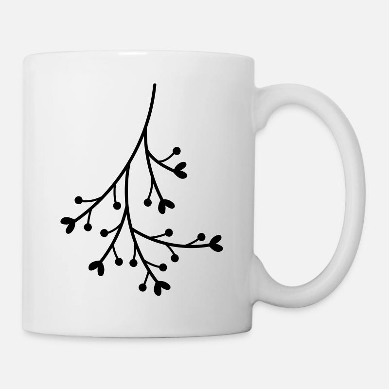 Branche coeur fleurs branche laisse gui amour - Mug blanc - blanc