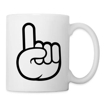 Finger Schlau Zeigen Hand Handschuh Comic Cartoon - Tasse - Weiß - Rechts