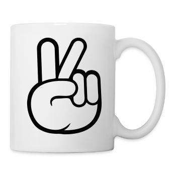 Peace Zeichen Hand Frieden Cool - Tasse - Weiß - Rechts