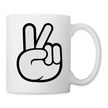 Peace Zeichen Hand Frieden Cool - Tasse - Weiß - Rechts