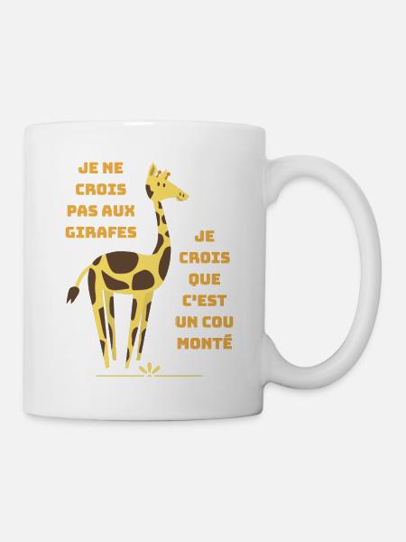 Humour girafe - Jeux de mots cou monté - Cadeau - Mug blanc - blanc