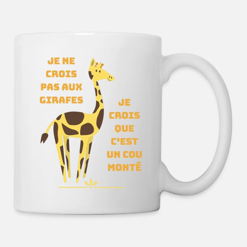 Humour girafe - Jeux de mots cou monté - Cadeau - Mug blanc - blanc
