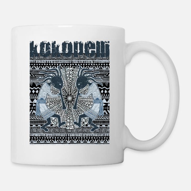 Native American Kokopelli Musicans - Sun Border 6 - Tasse - Weiß