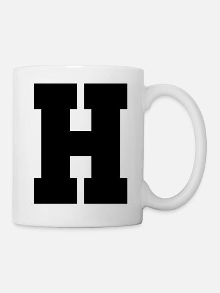 H - capital letter single, bold and serif - Mug - white